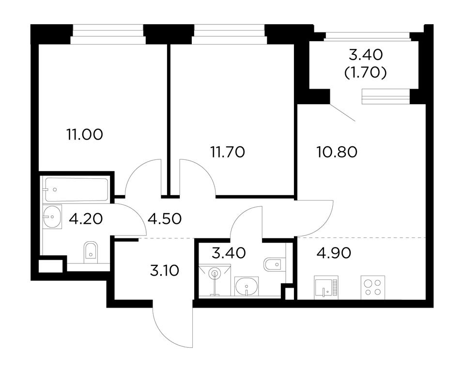 2-BD Apartment Sale, 55.3平方米 at Belyi Grad, Tsentralnaya Street, 1, Mytischi, Moscow Region, Russia #1 2-BD Apartment Sale, 55.3平方米 at Belyi Grad, Tsentralnaya Street, 1, Mytischi, Moscow Region, Russia #1