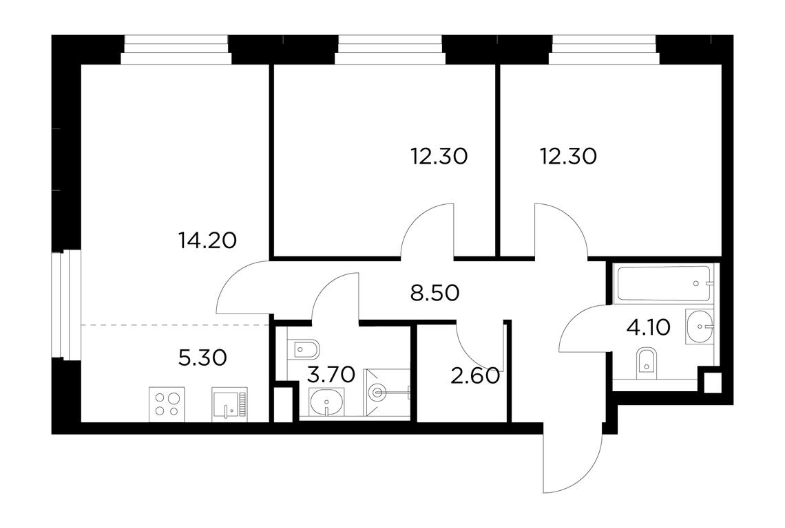 2-BD Apartment Sale, 63 sq. m. at Belyi Grad, Tsentralnaya Street, 1, Mytischi, Moscow Region, Russia #1