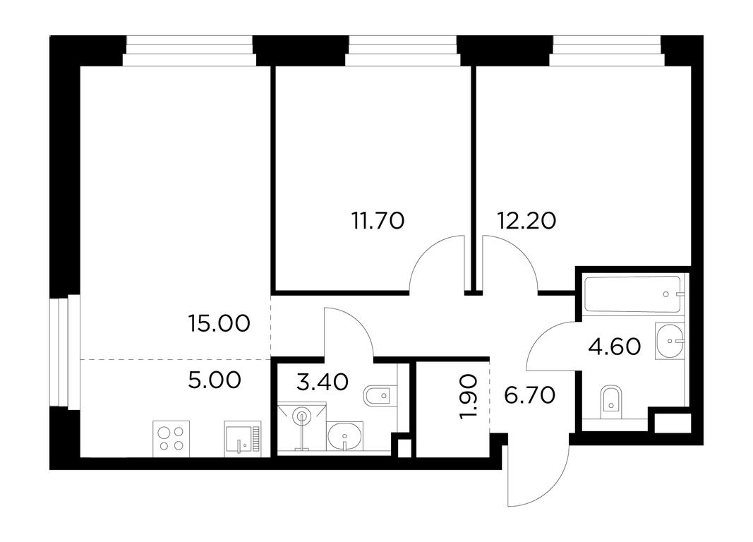 2-BD Apartment Sale, 60.5平方米 at Belyi Grad, Tsentralnaya Street, 1, Mytischi, Moscow Region, Russia #1
