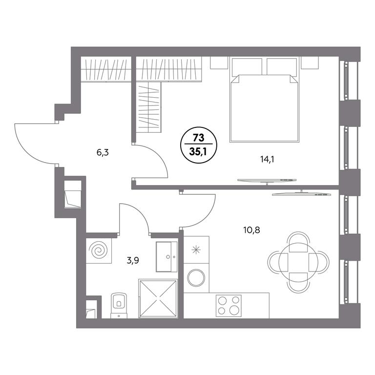 2-BD Apartment Sale, 35.1 sq. m. at Admiral, Shosseynaya Street, 4А, Moscow, Russia #1 2-BD Apartment Sale, 35.1 sq. m. at Admiral, Shosseynaya Street, 4А, Moscow, Russia #1
