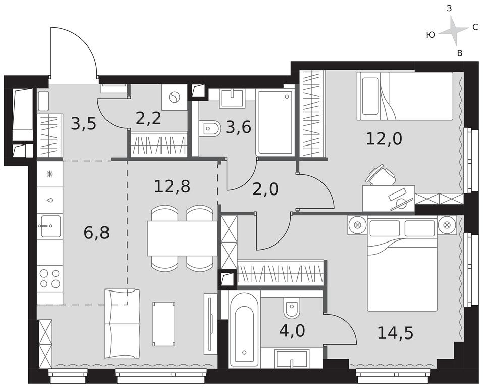 3-BD Apartment Sale, 61.4平方米 at Sydney City, Shenogina Street, 2, Moscow, Russia #1 3-BD Apartment Sale, 61.4平方米 at Sydney City, Shenogina Street, 2, Moscow, Russia #1
