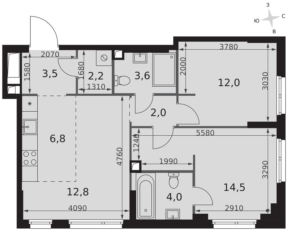 3-BD Apartment Sale, 61.4平方米 at Sydney City, Shenogina Street, 2, Moscow, Russia #2 3-BD Apartment Sale, 61.4平方米 at Sydney City, Shenogina Street, 2, Moscow, Russia #2