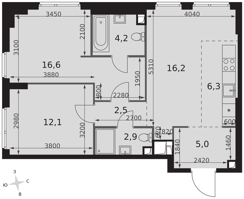 3-BD Apartment Sale, 65.8平方米 at Sydney City, Shenogina Street, 2, Moscow, Russia #2