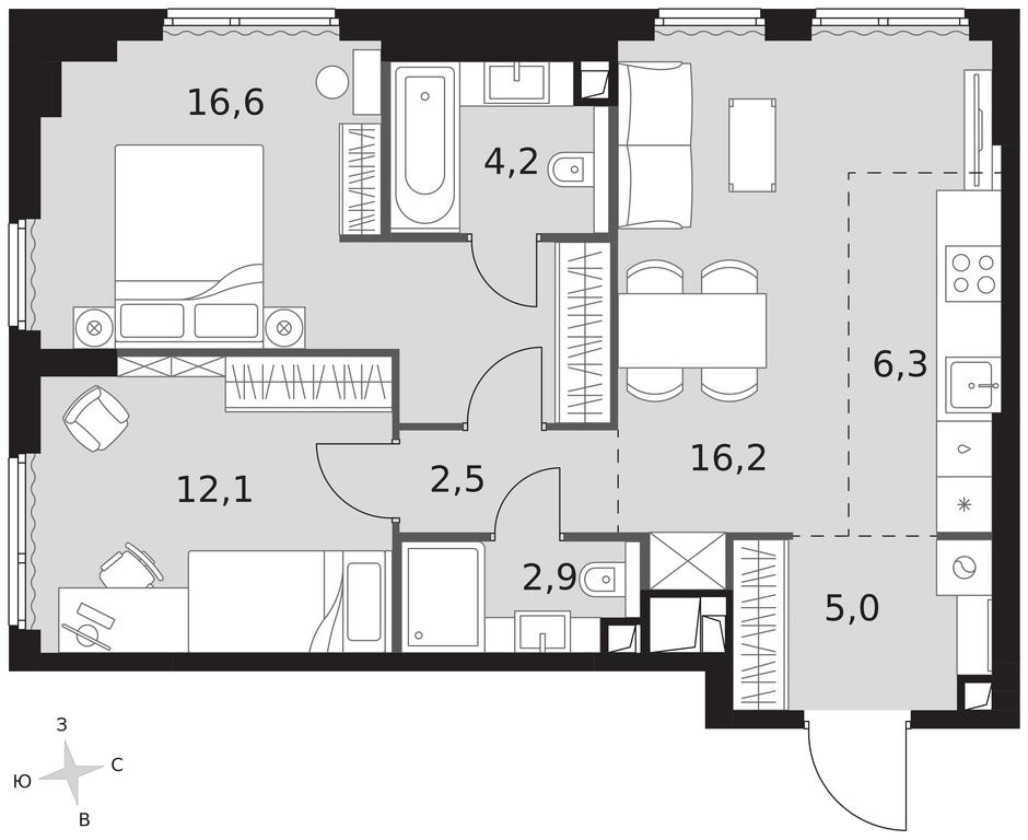3-BD Apartment Sale, 65.8平方米 at Sydney City, Shenogina Street, 2, Moscow, Russia #1