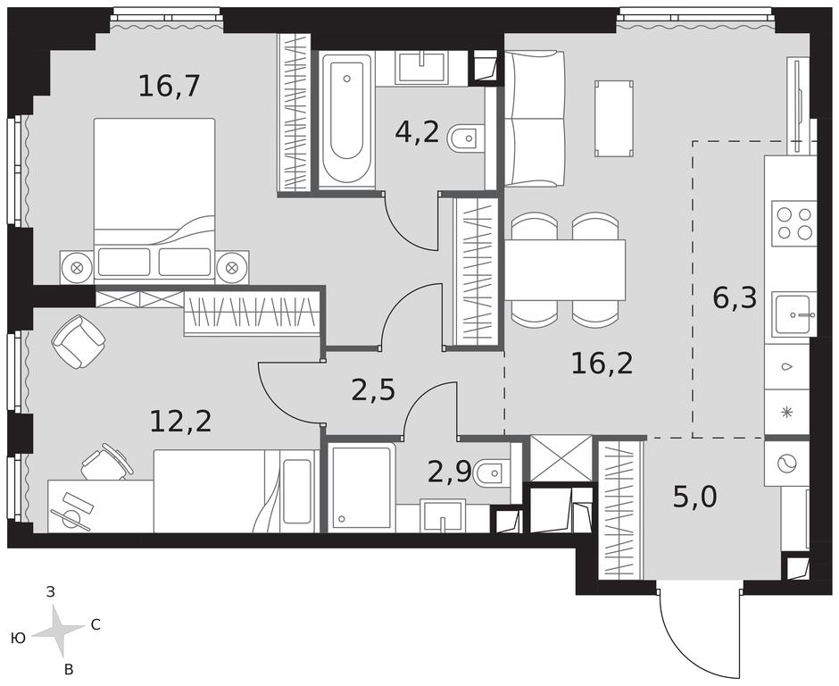 3-BD Apartment Sale, 66 sq. m. at Sydney City, Shenogina Street, 2, Moscow, Russia #1