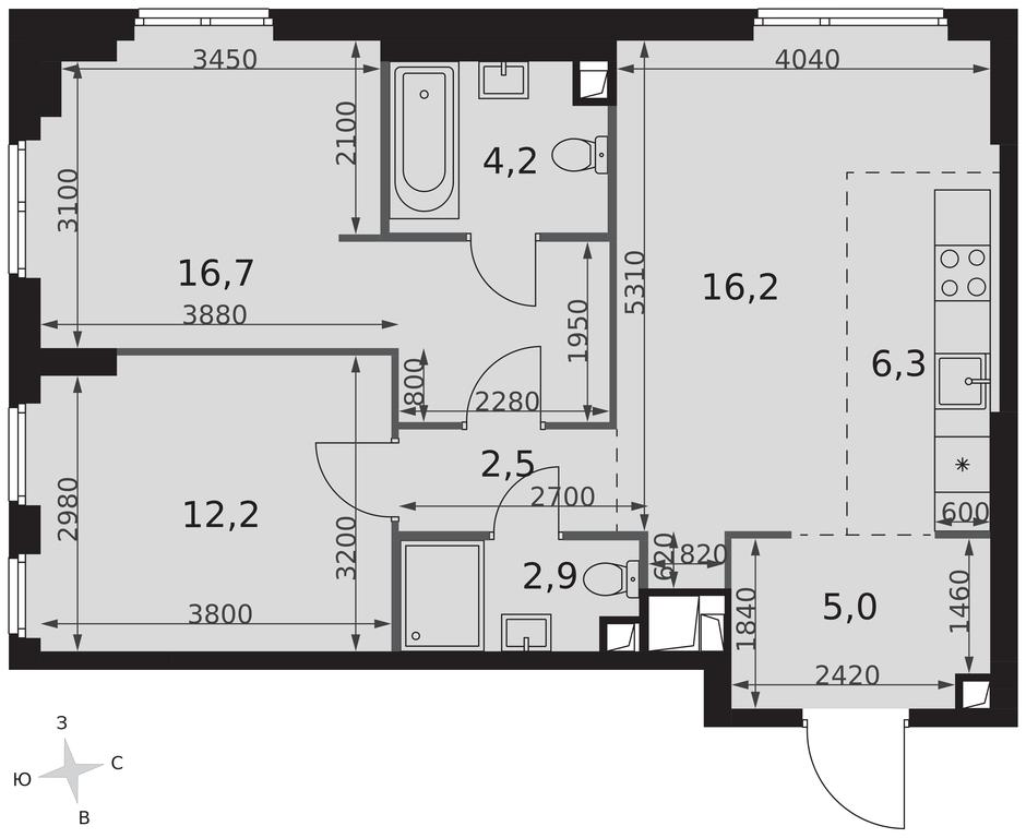 3-BD Apartment Sale, 66 sq. m. at Sydney City, Shenogina Street, 2, Moscow, Russia #2