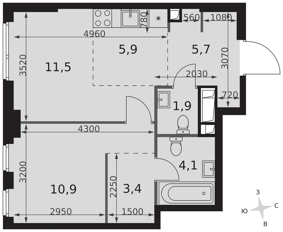 2-BD Apartment Sale, 43.4平方米 at Sydney City, Shenogina Street, 2, Moscow, Russia #2 2-BD Apartment Sale, 43.4平方米 at Sydney City, Shenogina Street, 2, Moscow, Russia #2
