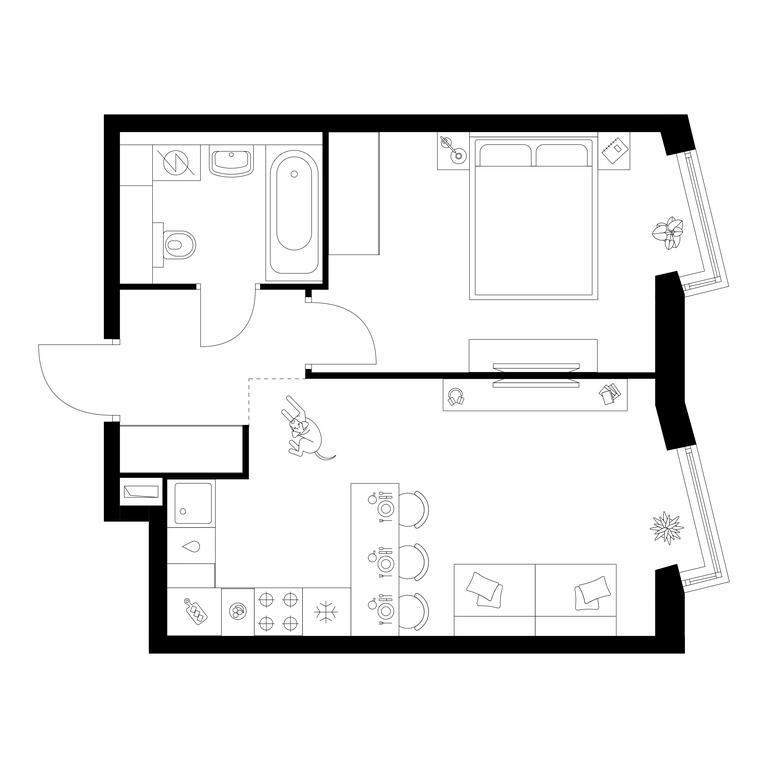 1-BD Apartment Sale, 40.8 sq. m. at Kronshtadtskiy 9, Kronshtadtsky Boulevard, 9с21, Moscow, Russia #1