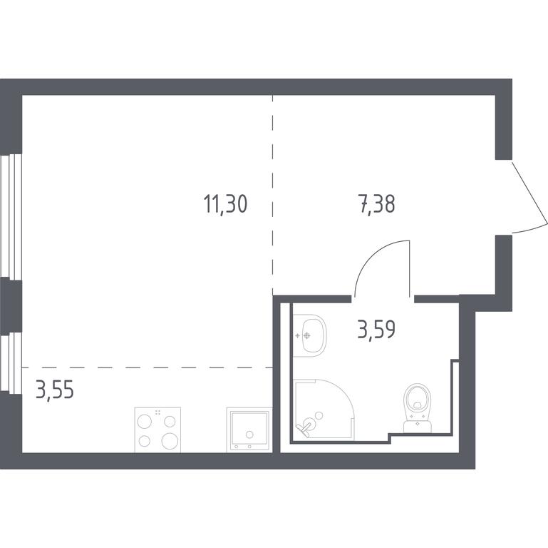 Apartment Sale, 25.82 sq. m. at Ostafevo, Ostafyevskoe Highway, 12к1, Ryazanovskoe Settlement, Moscow, Russia #1