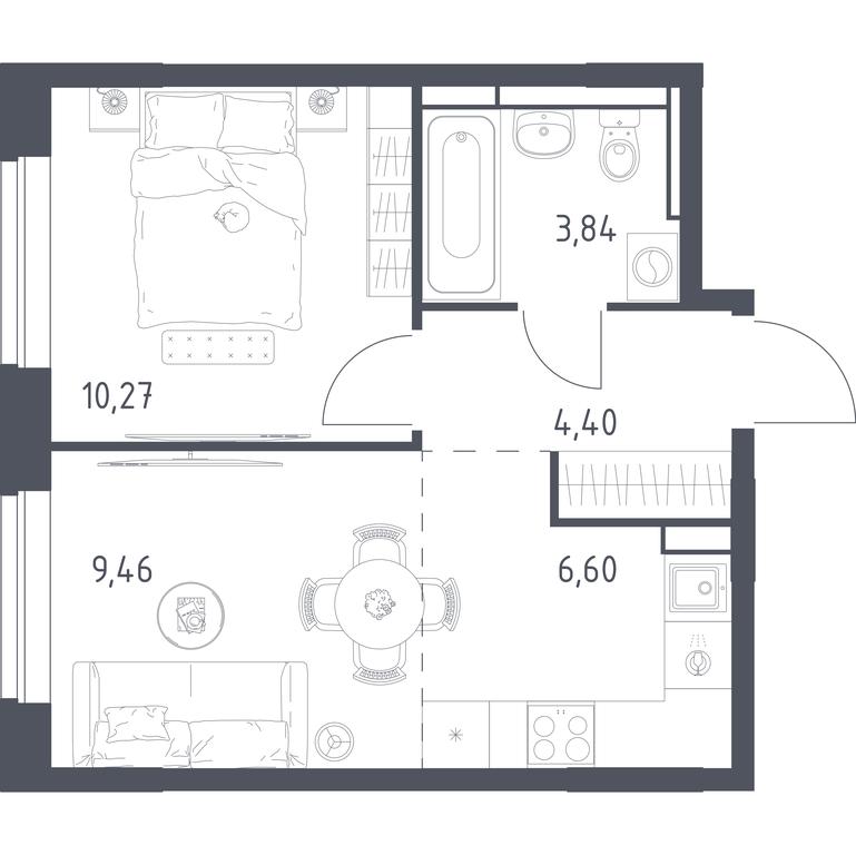 Apartment Sale, 34.57 sq. m. at Novoe Vidnoe, Kalinovka Village, Leninskiy City District, Moscow Region, Russia #1