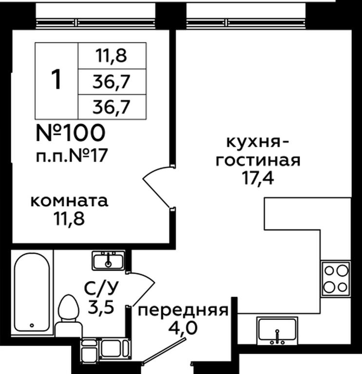 1-BD Apartment Sale, 36.7 sq. m. at Myata, 1st Magistralnaya Street, 25, Moscow, Russia #1
