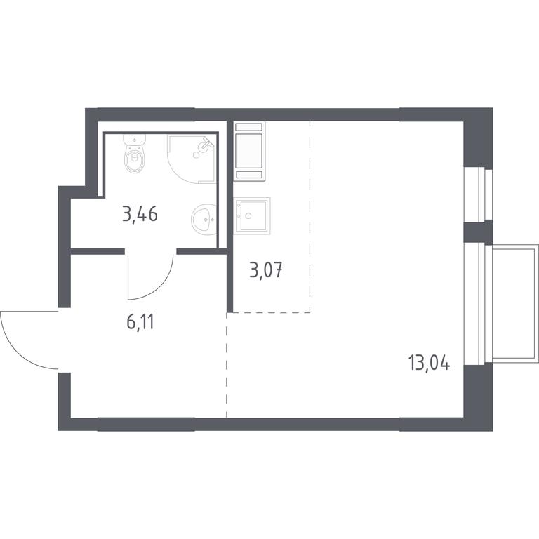 Apartment Sale, 25.68 sq. m. at Tomilino Park, 1-y kvartal, posyolok Zhilino-1, Lubertsy City District, Moscow Region, Russia #1