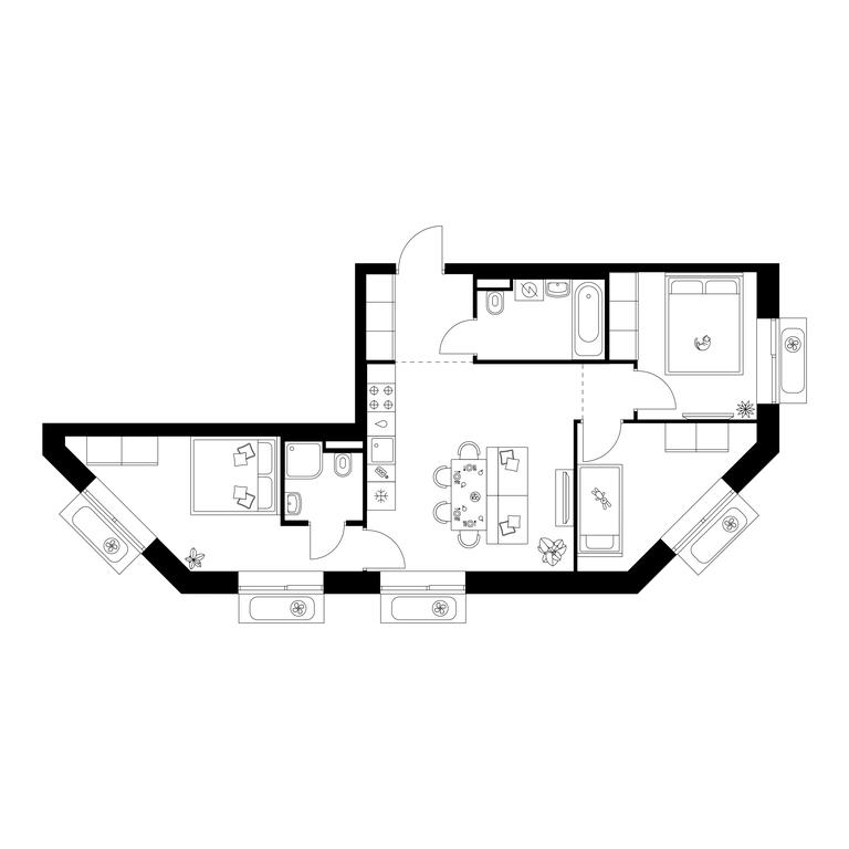 3-BD Apartment Sale, 60.1平方米 at Salarevo Park, Salaryevskaya Street, 8к1, Moskovskiy Settlement, Moscow, Russia #1