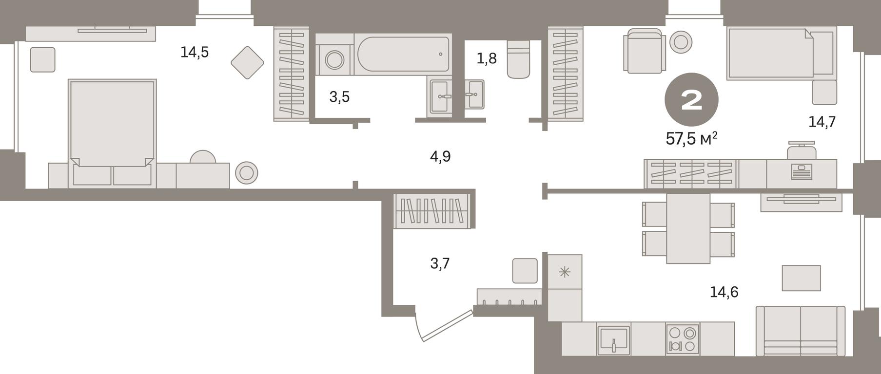2-BD Apartment Sale, 57.5平方米 at Kvartal Gercena, zhiloy kompleks Kvartal Gertsena, Moscow, Russia #1 2-BD Apartment Sale, 57.5平方米 at Kvartal Gercena, zhiloy kompleks Kvartal Gertsena, Moscow, Russia #1