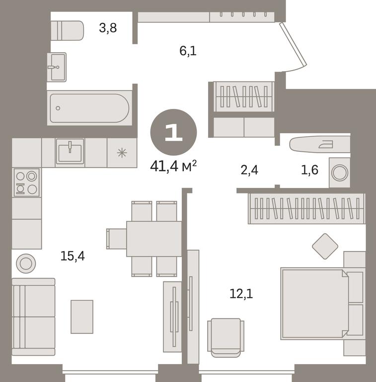 1-BD Apartment Sale, 41.4平方米 at Kvartal Gercena, zhiloy kompleks Kvartal Gertsena, Moscow, Russia #1