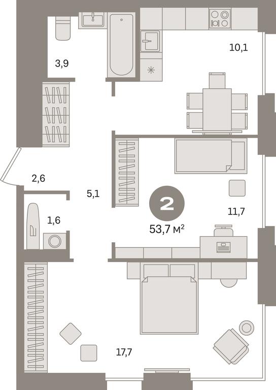 2-BD Apartment Sale, 53.7平方米 at Kvartal Gercena, zhiloy kompleks Kvartal Gertsena, Moscow, Russia #1 2-BD Apartment Sale, 53.7平方米 at Kvartal Gercena, zhiloy kompleks Kvartal Gertsena, Moscow, Russia #1