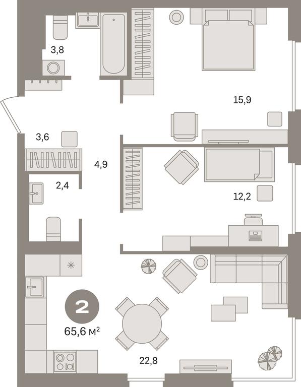 2-BD Apartment Sale, 65.6平方米 at Kvartal Gercena, zhiloy kompleks Kvartal Gertsena, Moscow, Russia #1 2-BD Apartment Sale, 65.6平方米 at Kvartal Gercena, zhiloy kompleks Kvartal Gertsena, Moscow, Russia #1