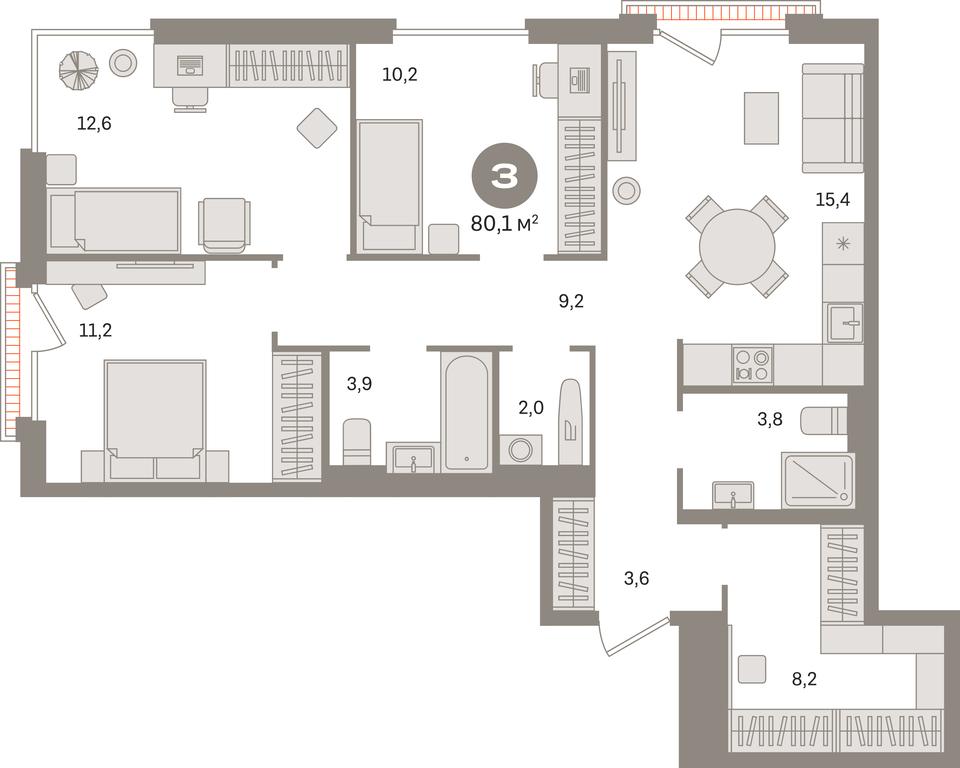3-BD Apartment Sale, 80.1平方米 at Kvartal Gercena, zhiloy kompleks Kvartal Gertsena, Moscow, Russia #1 3-BD Apartment Sale, 80.1平方米 at Kvartal Gercena, zhiloy kompleks Kvartal Gertsena, Moscow, Russia #1