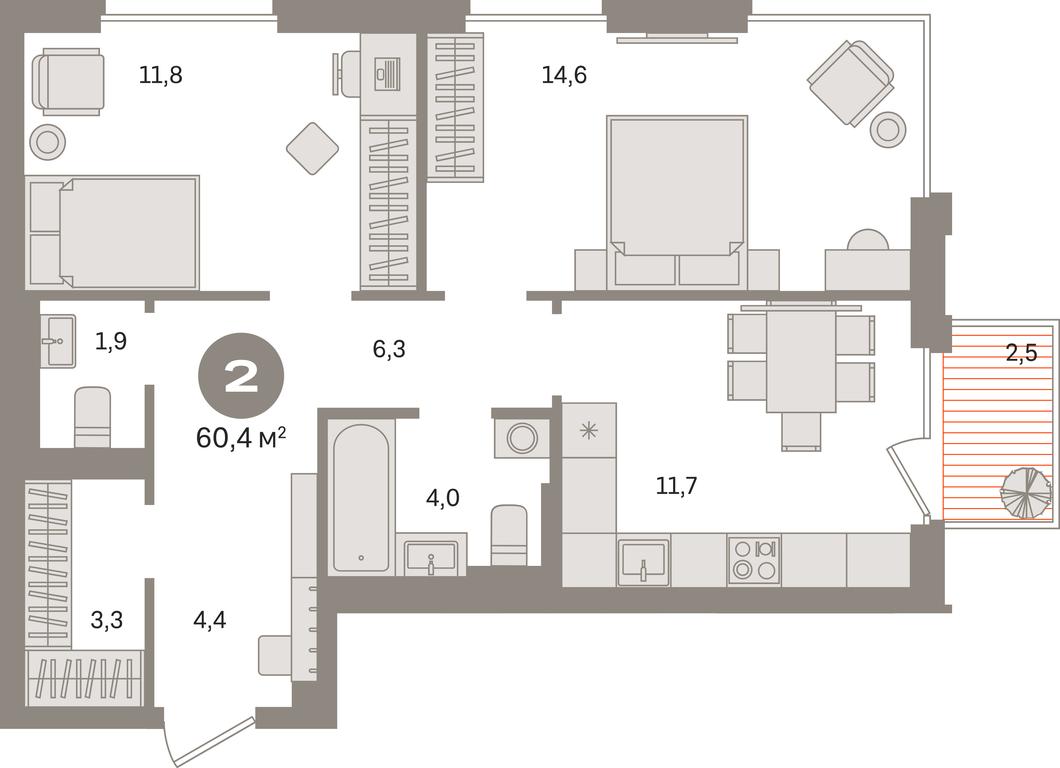2-BD Apartment Sale, 60.4平方米 at Kvartal Gercena, zhiloy kompleks Kvartal Gertsena, Moscow, Russia #1 2-BD Apartment Sale, 60.4平方米 at Kvartal Gercena, zhiloy kompleks Kvartal Gertsena, Moscow, Russia #1