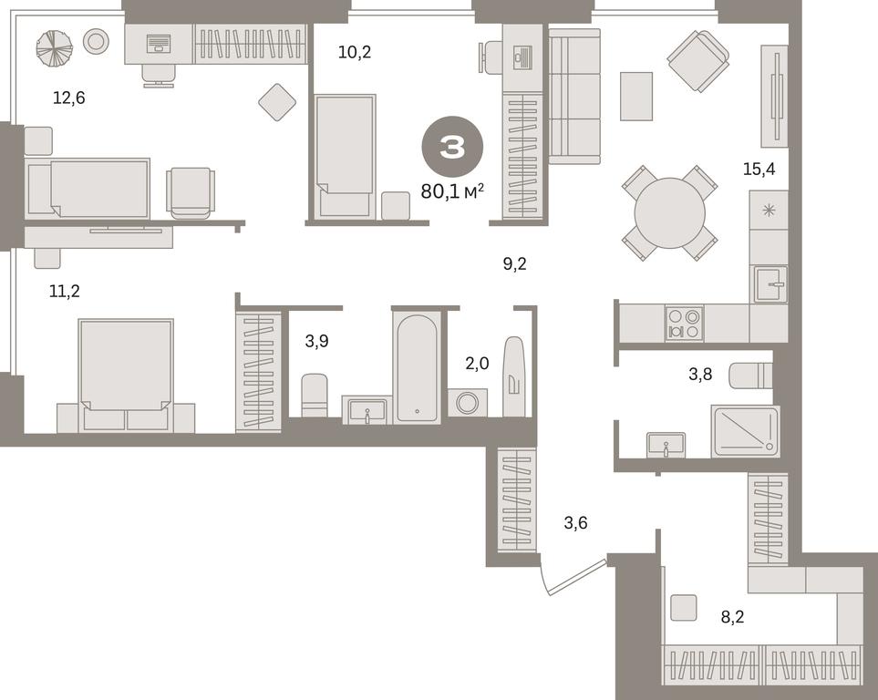 3-BD Apartment Sale, 80.1平方米 at Kvartal Gercena, zhiloy kompleks Kvartal Gertsena, Moscow, Russia #1 3-BD Apartment Sale, 80.1平方米 at Kvartal Gercena, zhiloy kompleks Kvartal Gertsena, Moscow, Russia #1