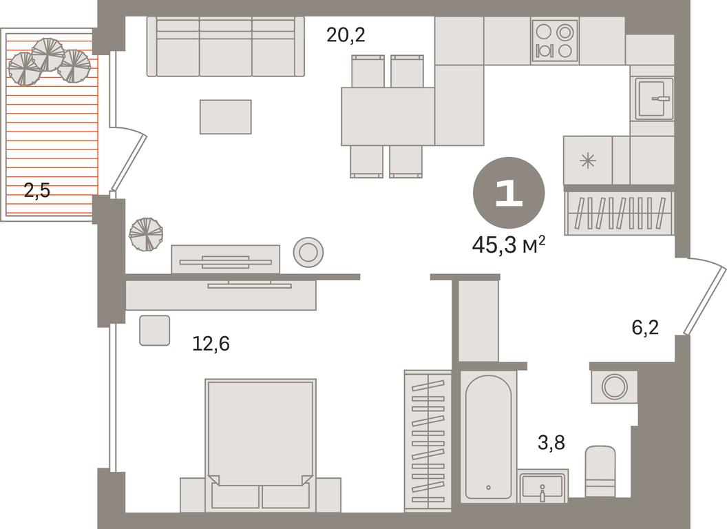 1-BD Apartment Sale, 45.3 sq. m. at Kvartal Gercena, zhiloy kompleks Kvartal Gertsena, Moscow, Russia #1 1-BD Apartment Sale, 45.3 sq. m. at Kvartal Gercena, zhiloy kompleks Kvartal Gertsena, Moscow, Russia #1