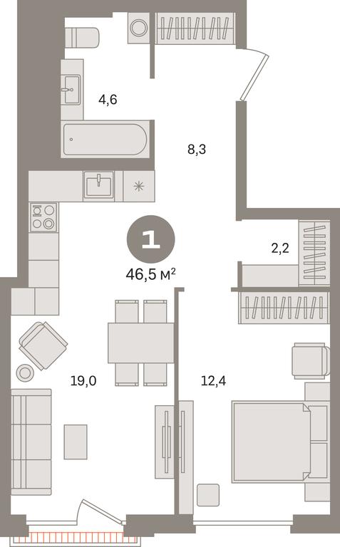 1-BD Apartment Sale, 46.5平方米 at Kvartal Gercena, zhiloy kompleks Kvartal Gertsena, Moscow, Russia #1 1-BD Apartment Sale, 46.5平方米 at Kvartal Gercena, zhiloy kompleks Kvartal Gertsena, Moscow, Russia #1