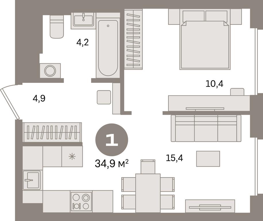 1-BD Apartment Sale, 34.9 sq. m. at Kvartal Gercena, zhiloy kompleks Kvartal Gertsena, Moscow, Russia #1 1-BD Apartment Sale, 34.9 sq. m. at Kvartal Gercena, zhiloy kompleks Kvartal Gertsena, Moscow, Russia #1