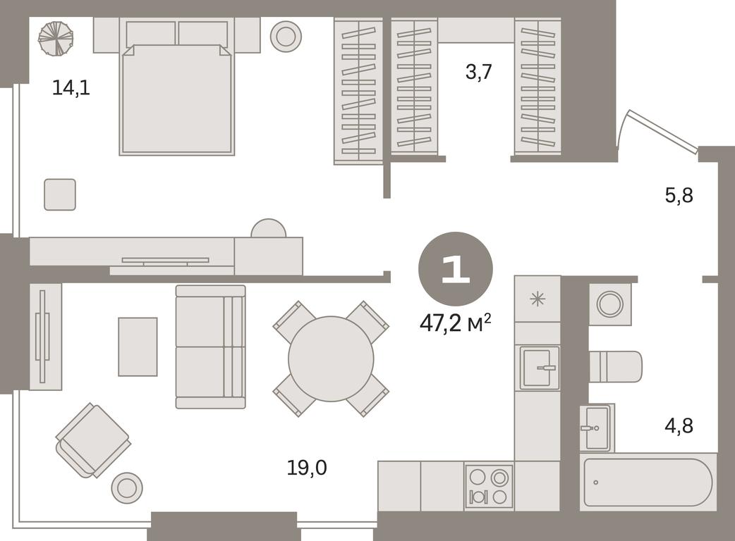 1-BD Apartment Sale, 47.2 sq. m. at Kvartal Gercena, zhiloy kompleks Kvartal Gertsena, Moscow, Russia #1 1-BD Apartment Sale, 47.2 sq. m. at Kvartal Gercena, zhiloy kompleks Kvartal Gertsena, Moscow, Russia #1