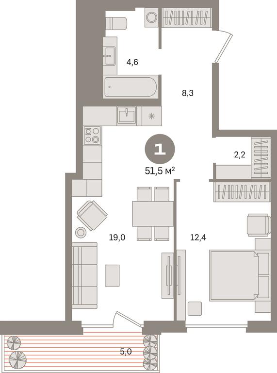 1-BD Apartment Sale, 51.5 sq. m. at Kvartal Gercena, zhiloy kompleks Kvartal Gertsena, Moscow, Russia #1 1-BD Apartment Sale, 51.5 sq. m. at Kvartal Gercena, zhiloy kompleks Kvartal Gertsena, Moscow, Russia #1