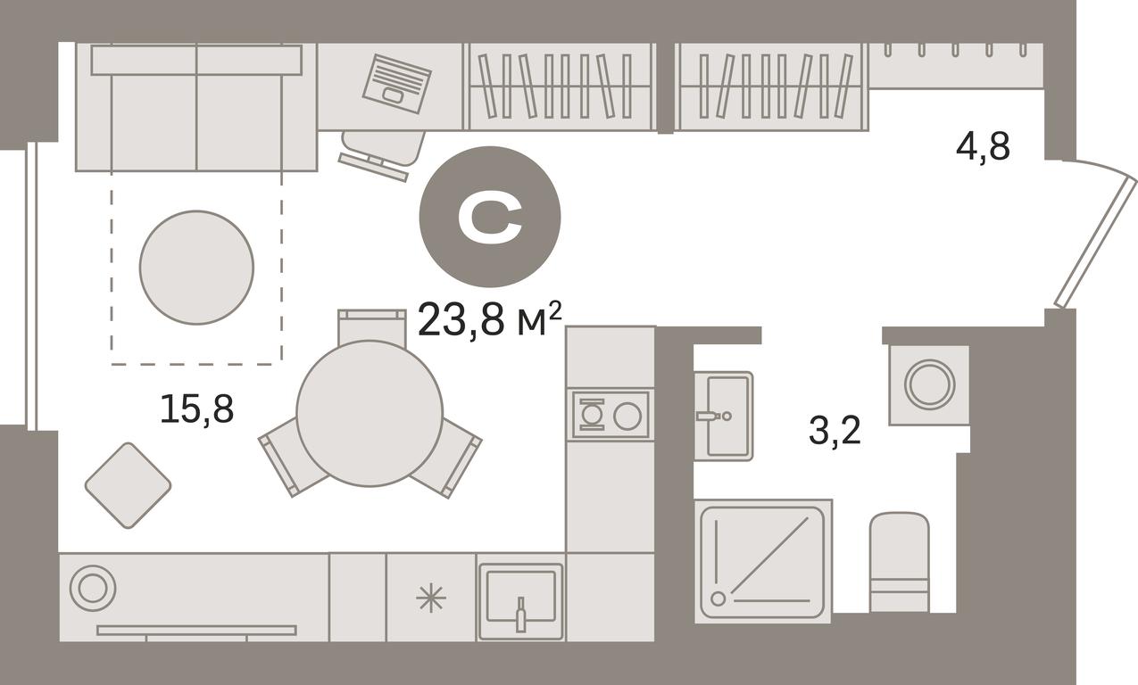 Apartment Sale, 23.8平方米 at Kvartal Gercena, zhiloy kompleks Kvartal Gertsena, Moscow, Russia #1