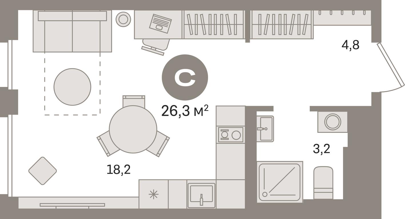 Apartment Sale, 26.3平方米 at Kvartal Gercena, zhiloy kompleks Kvartal Gertsena, Moscow, Russia #1