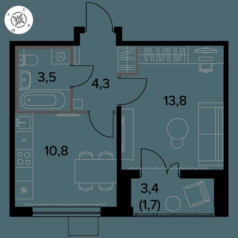1-BD Apartment Sale, 34.1 sq. m. at Pervy Donskoj, zhiloy mikrorayon Sapronovo, derevnya Sapronovo, Leninskiy City District, Moscow Region, Russia #1 1-BD Apartment Sale, 34.1 sq. m. at Pervy Donskoj, zhiloy mikrorayon Sapronovo, derevnya Sapronovo, Leninskiy City District, Moscow Region, Russia #1