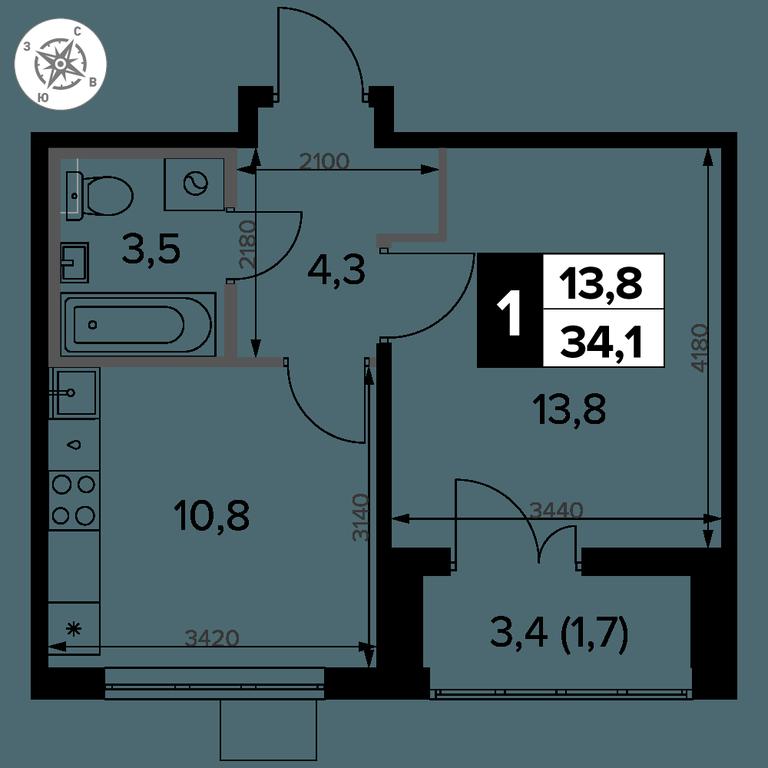 1-BD Apartment Sale, 34.1 sq. m. at Pervy Donskoj, zhiloy mikrorayon Sapronovo, derevnya Sapronovo, Leninskiy City District, Moscow Region, Russia #2 1-BD Apartment Sale, 34.1 sq. m. at Pervy Donskoj, zhiloy mikrorayon Sapronovo, derevnya Sapronovo, Leninskiy City District, Moscow Region, Russia #2