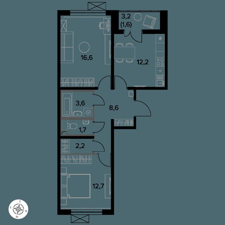 2-BD Apartment Sale, 59.4 sq. m. at Yzhnaya Bitsa, Yuzhnaya Bitsa Residential Complex, posyolok Bittsa, Leninskiy City District, Moscow Region, Russia #1 2-BD Apartment Sale, 59.4 sq. m. at Yzhnaya Bitsa, Yuzhnaya Bitsa Residential Complex, posyolok Bittsa, Leninskiy City District, Moscow Region, Russia #1