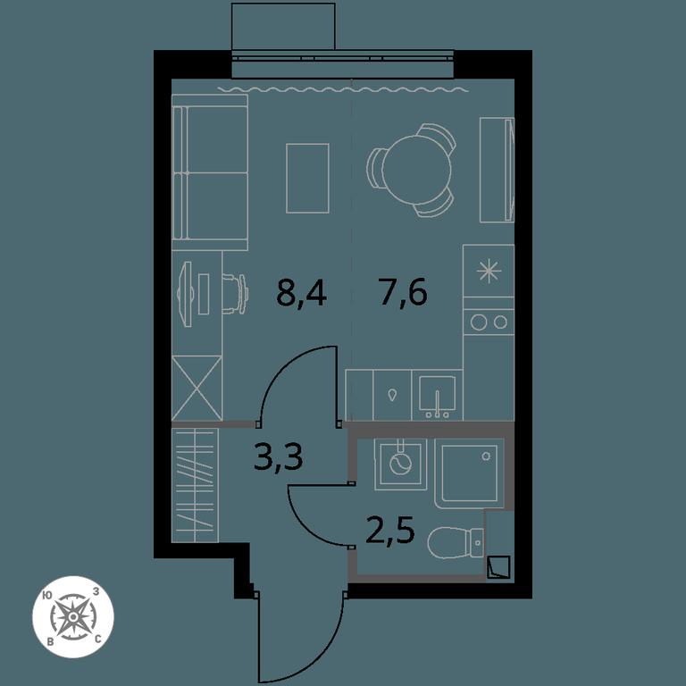 Apartment Sale, 21.8 sq. m. at Pervy Sheremetevskij, Komsomolskaya Street, 16, Khimki, Moscow Region, Russia #1