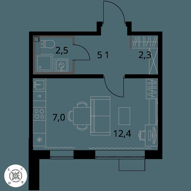 Apartment Sale, 29.3 sq. m. at Pervy Sheremetevskij, Komsomolskaya Street, 16, Khimki, Moscow Region, Russia #1