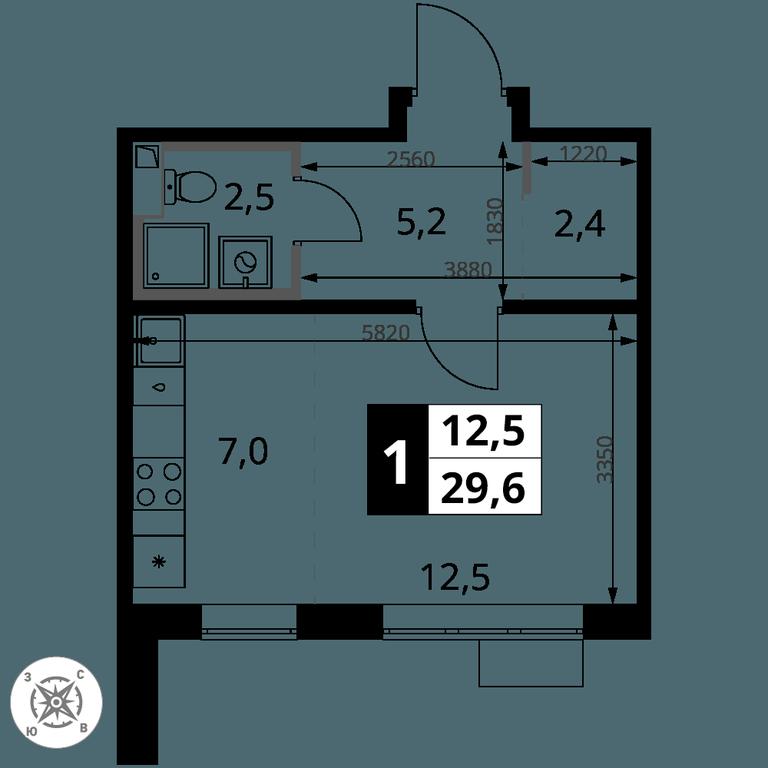Apartment Sale, 29.6 sq. m. at Pervy Sheremetevskij, Komsomolskaya Street, 16, Khimki, Moscow Region, Russia #2