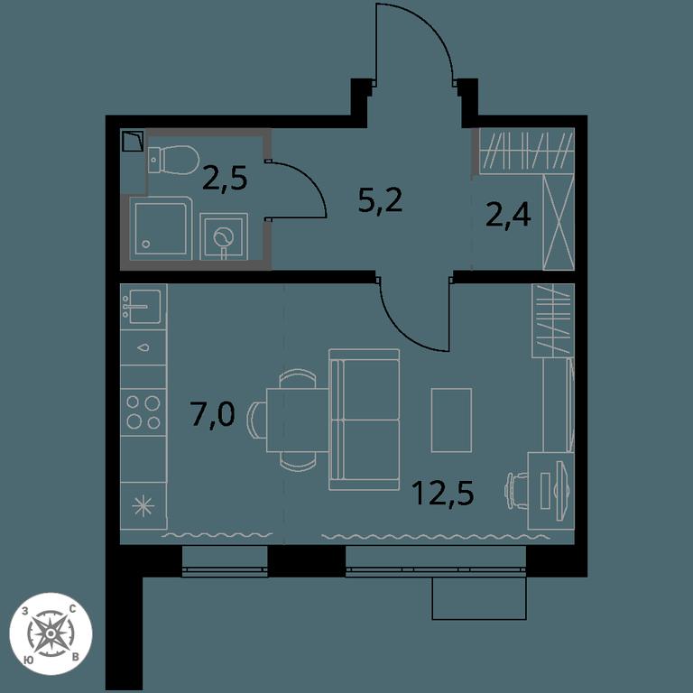 Apartment Sale, 29.6 sq. m. at Pervy Sheremetevskij, Komsomolskaya Street, 16, Khimki, Moscow Region, Russia #1