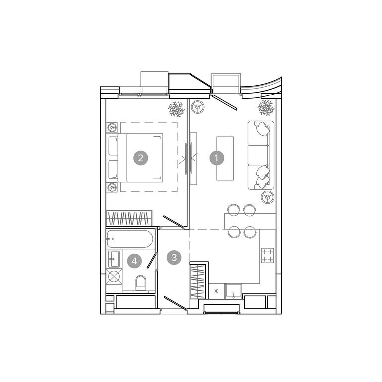 1-BD Apartment Sale, 45.2平方米 at UNO.Sokolinaya Gora, 8th Sokolinoy Gory Street, 26, Moscow, Russia #1