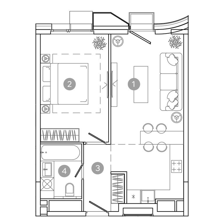 1-BD Apartment Sale, 45.2平方米 at UNO.Sokolinaya Gora, 8th Sokolinoy Gory Street, 26, Moscow, Russia #2