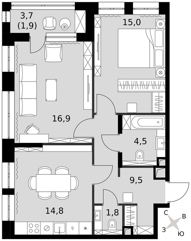 2-BD Apartment Sale, 64.3 sq. m. at Sydney City, Shenogina Street, 2, Moscow, Russia #1 2-BD Apartment Sale, 64.3 sq. m. at Sydney City, Shenogina Street, 2, Moscow, Russia #1