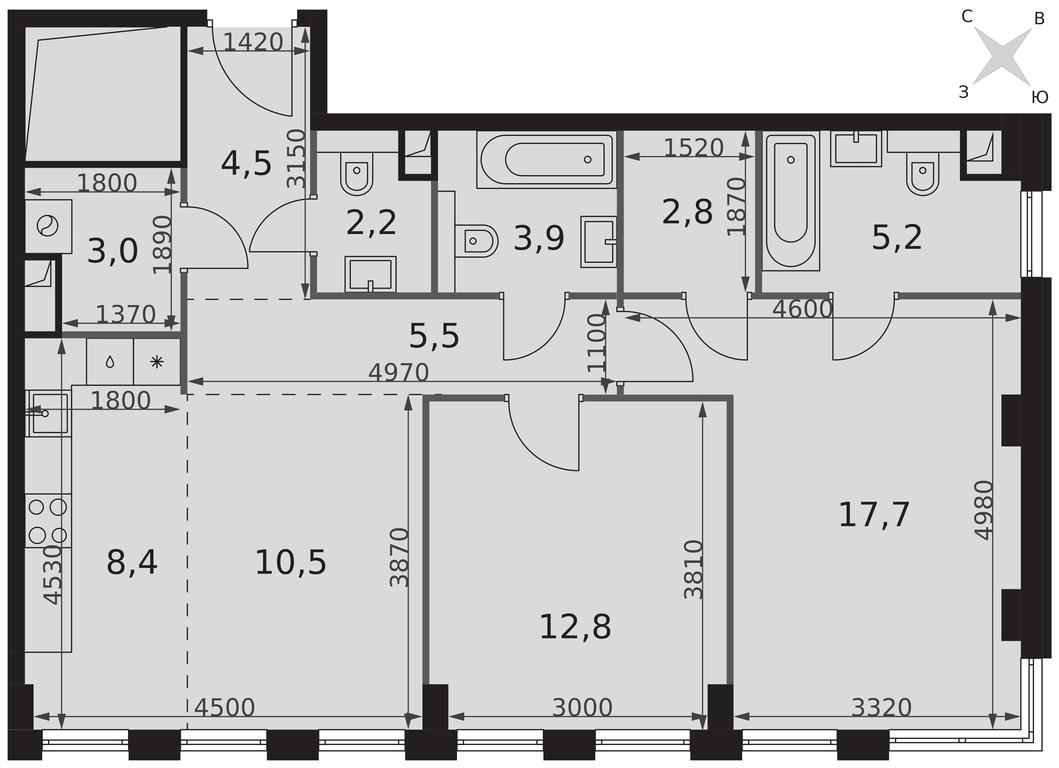 2-BD Apartment Sale, 76.5平方米 at Sydney City, Shenogina Street, 2, Moscow, Russia #2 2-BD Apartment Sale, 76.5平方米 at Sydney City, Shenogina Street, 2, Moscow, Russia #2