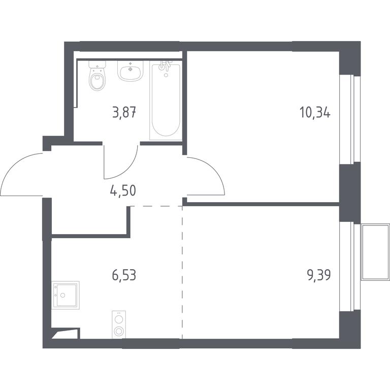 1-BD Apartment Sale, 34.63 sq. m. at Kvartal Saburovo, derevnya Saburovo, 198, Krasnogorsk City District, Moscow Region, Russia #1