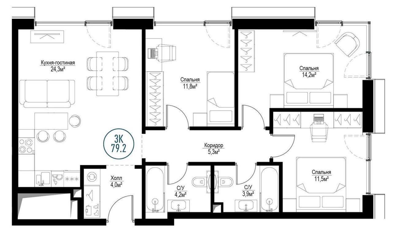 3-BD Apartment Sale, 78.5 sq. m. at Metropoliya, Volgogradsky Avenue, 32/3к1, Moscow, Russia #1 3-BD Apartment Sale, 78.5 sq. m. at Metropoliya, Volgogradsky Avenue, 32/3к1, Moscow, Russia #1