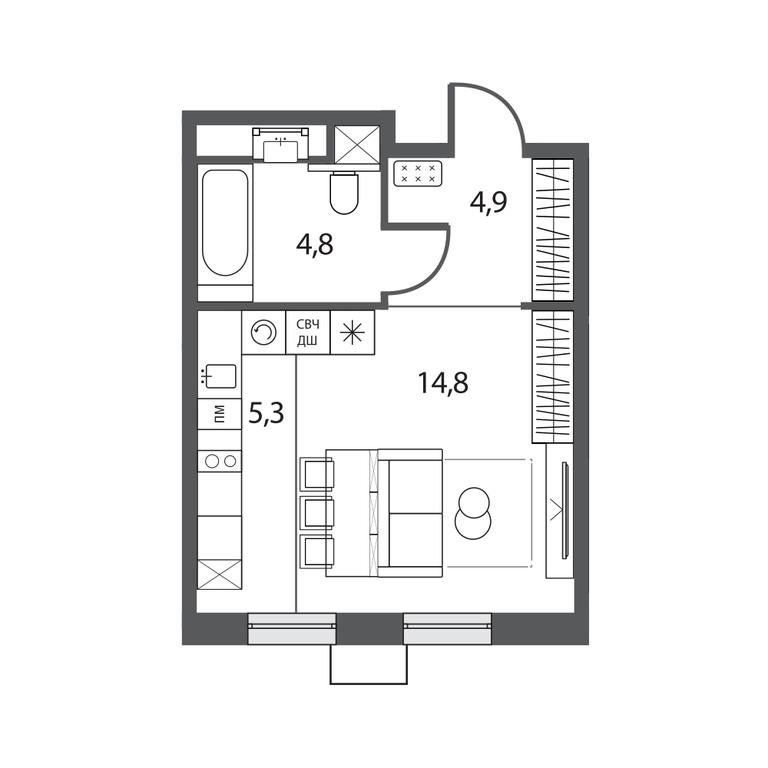 Apartment Sale, 29.8 sq. m. at Sirenevyi Park, Otkrytoye Highway, 20с1, Moscow, Russia #1