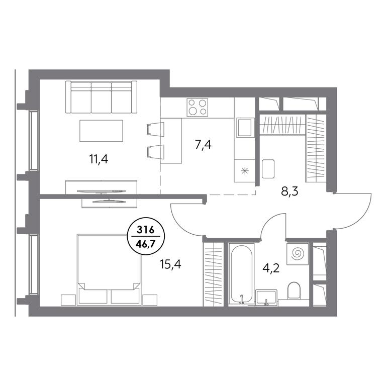 Продажа 2-комн. квартиры, 46,7 м² в ЖК «Дом56», улица Фридриха Энгельса, 56с1, Москва, Россия #1 Продажа 2-комн. квартиры, 46,7 м² в ЖК «Дом56», улица Фридриха Энгельса, 56с1, Москва, Россия #1