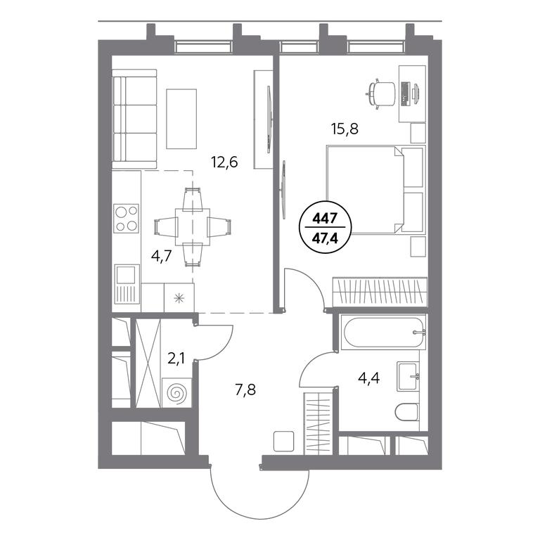 2-BD Apartment Sale, 47.4 sq. m. at Dom56, Fridrikha Engelsa Street, 56с1, Moscow, Russia #1 2-BD Apartment Sale, 47.4 sq. m. at Dom56, Fridrikha Engelsa Street, 56с1, Moscow, Russia #1