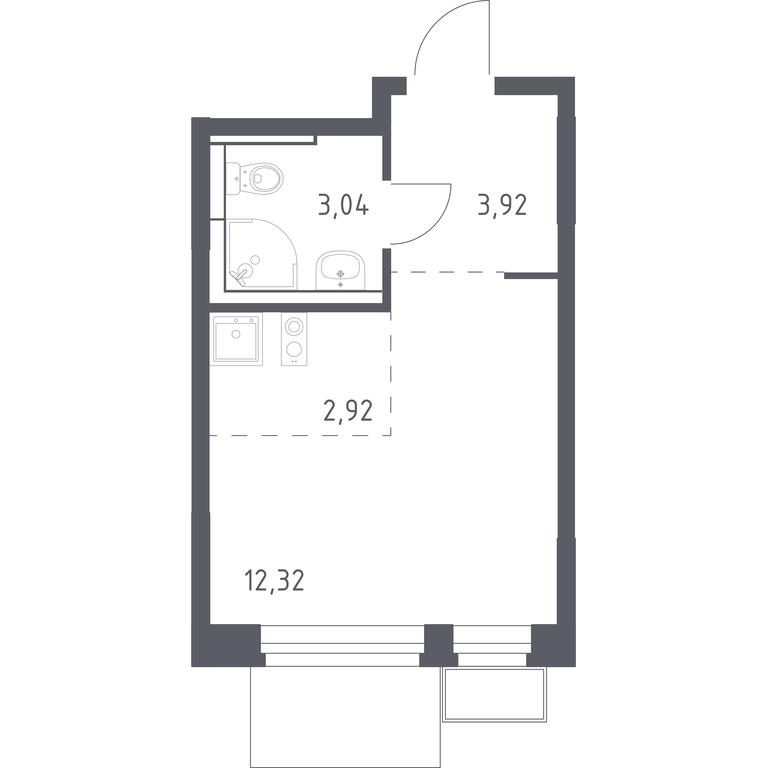 Apartment Sale, 22.2平方米 at Novoe Vidnoe, Kalinovka Village, Leninskiy City District, Moscow Region, Russia #1