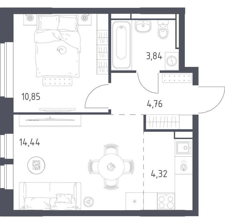 Apartment Sale, 38.21 sq. m. at Novoe Vidnoe, Kalinovka Village, Leninskiy City District, Moscow Region, Russia #1 Apartment Sale, 38.21 sq. m. at Novoe Vidnoe, Kalinovka Village, Leninskiy City District, Moscow Region, Russia #1