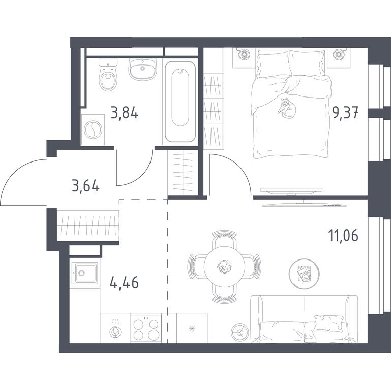 Apartment Sale, 32.37 sq. m. at Novoe Vidnoe, Kalinovka Village, Leninskiy City District, Moscow Region, Russia #1